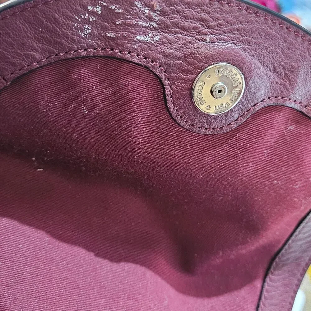 Coach preppy grunge burgundy pebbled leather Billie backpack